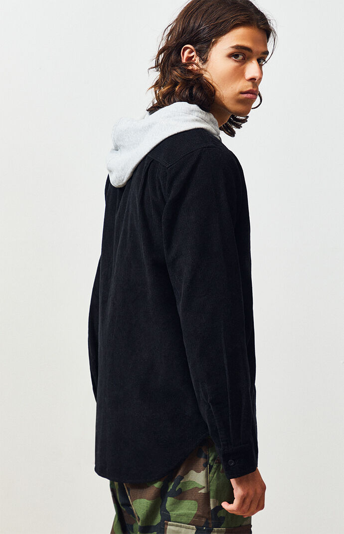 Cadio Cord Hooded Long Sleeve Button Up Shirt