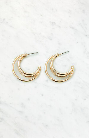 Gold Twisted Hoop Earrings image number 1