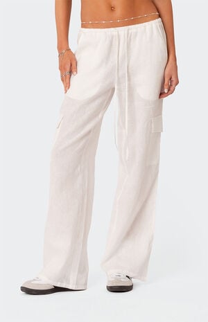 Lyric Linen Low Rise Cargo Pants
