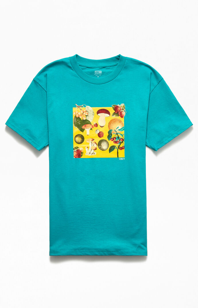 Teal Fruits & Mushrooms T-Shirt