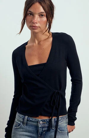 Adelaide Wrap Long Sleeve Sweater image number 2