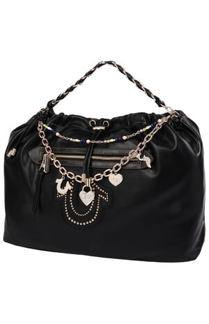 Black Vintage Chain Soft Hobo Bag image number 3