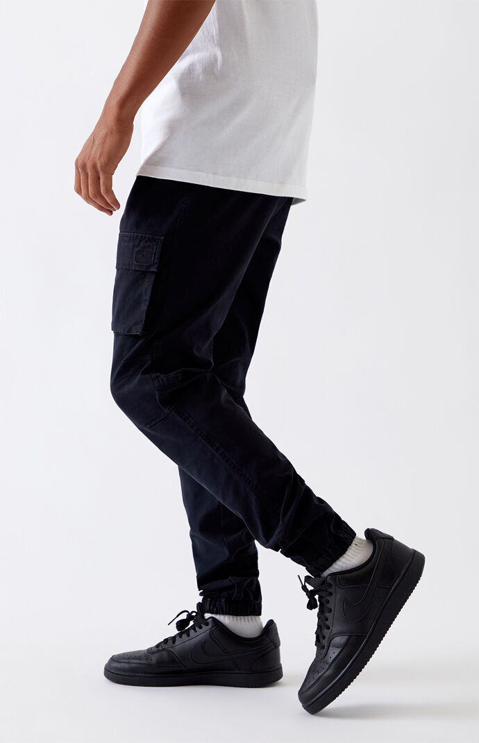 Black Slim Cargo Jogger Pants