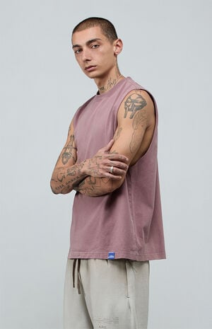 Rose Taupe Vintage Wash Comfort Cut Off Muscle T-Shirt image number 3