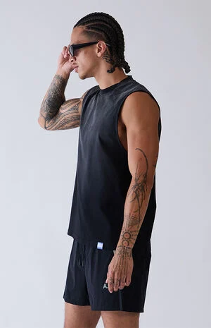 Black Vintage Wash Form Muscle T-Shirt image number 3