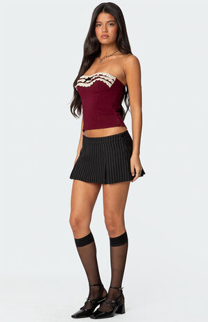 Eyelet Ruffle Strapless Top image number 4