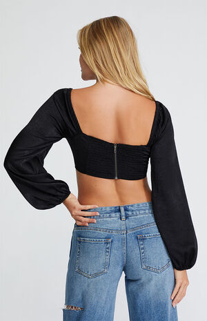 Satin Long Sleeve Corset Top image number 4