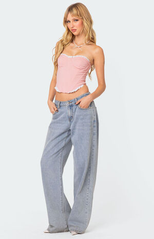 Tempting Textured Ruffle Hem Corset image number 3