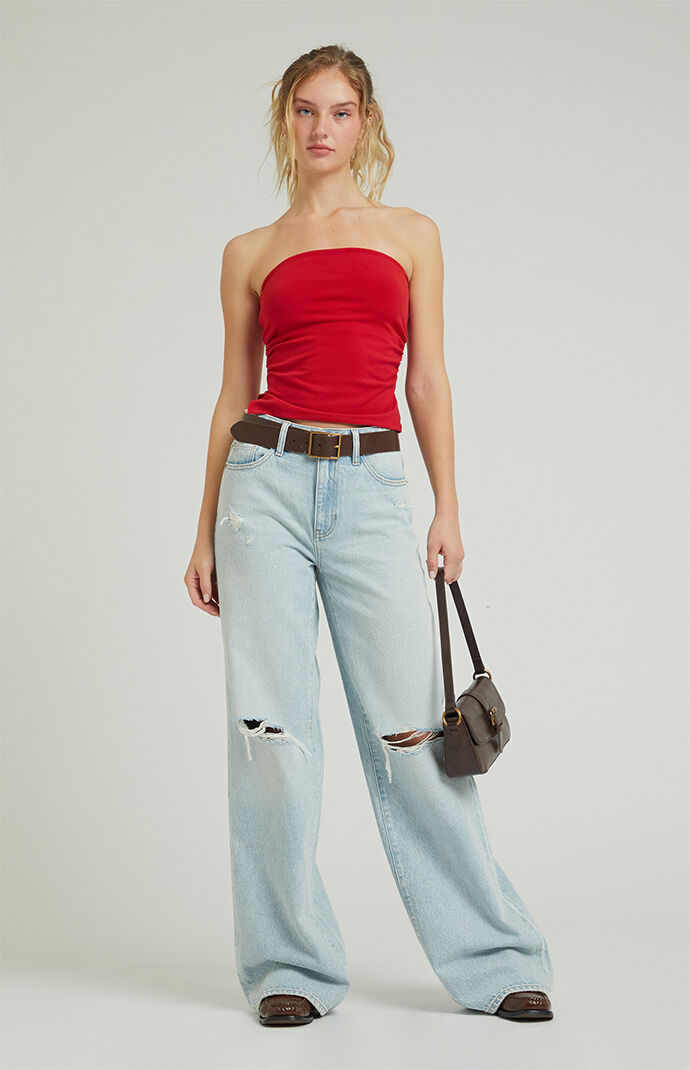 Pacsun Jessie High Waisted Baggy Jeans Light Indigo