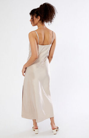 Ruched Side Satin Midi Dress image number 3