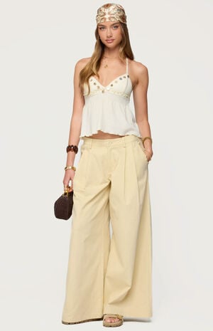 Textured Iridescent Babydoll Halter Top image number 5