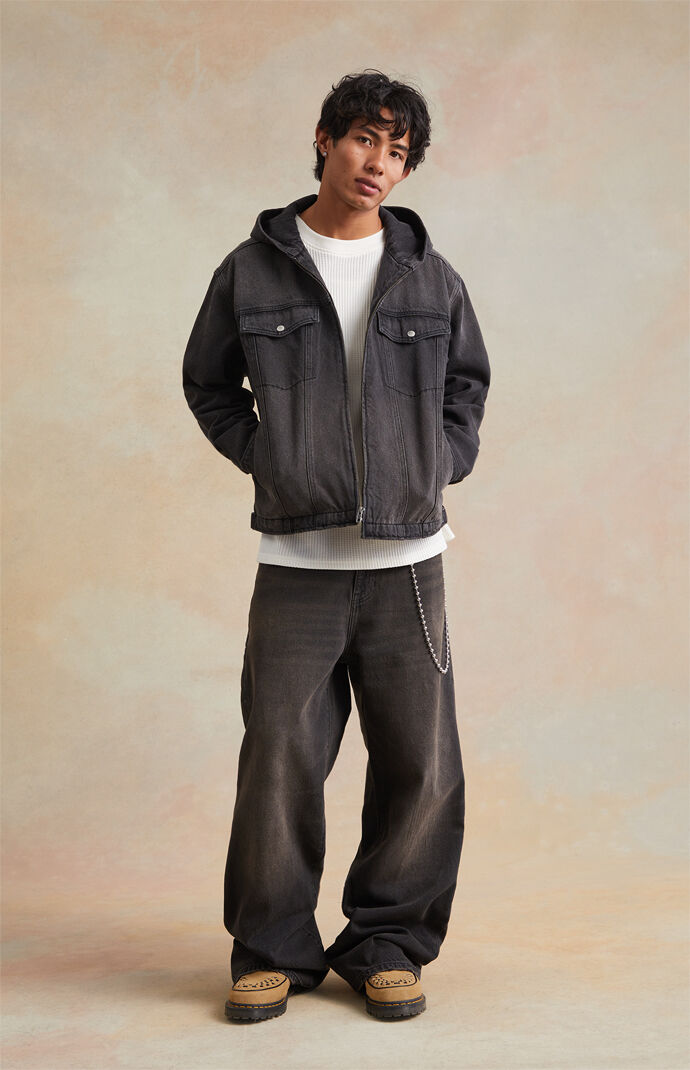 RARE DNM EDIT Black Wash Hooded Denim Jacket