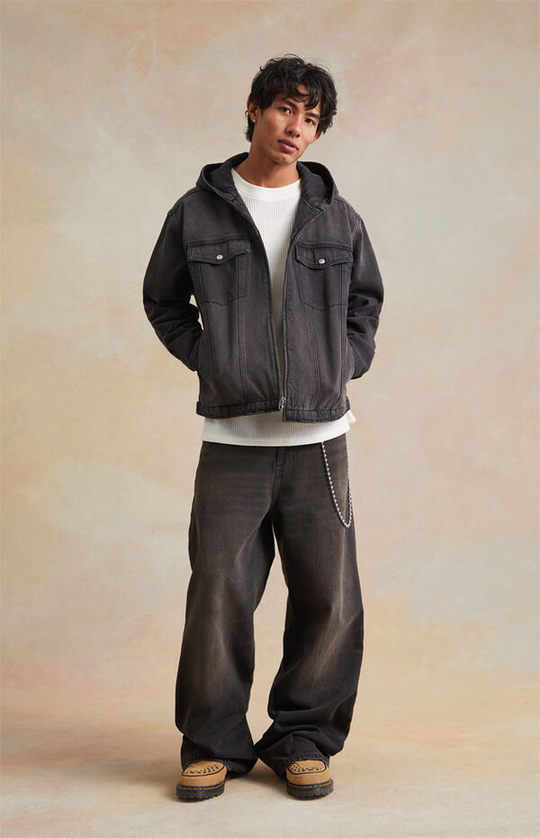 RARE DNM EDIT Black Wash Hooded Denim Jacket