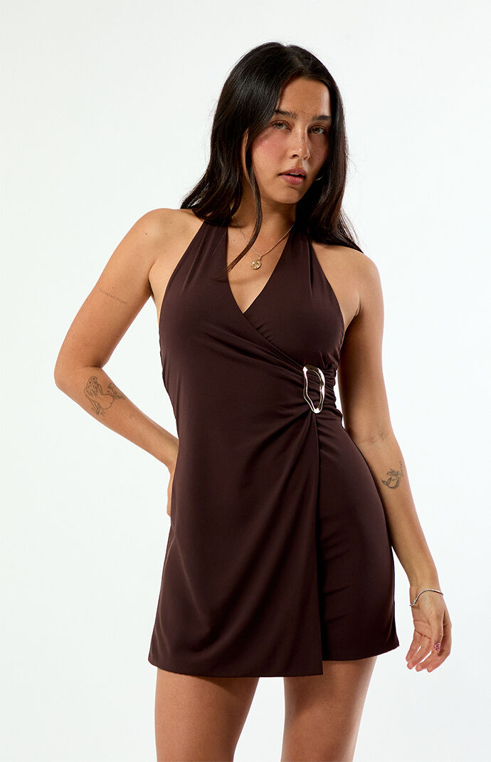 Beverly and Beck Mia Hardware Wrap Mini Dress