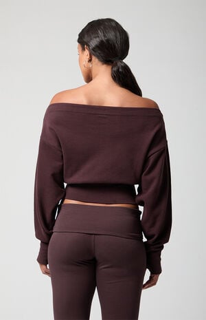 Active French Terry Off-The-Shoulder Sweatshirt image number 4