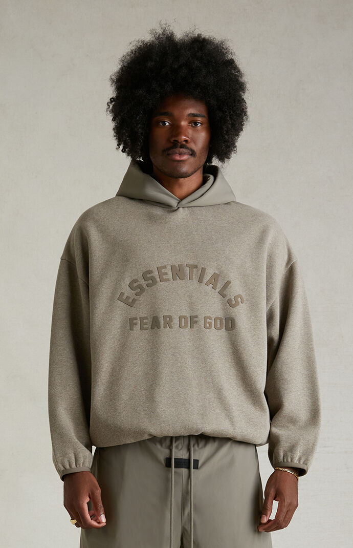 Fear of God ESSENTIALS Heather Grey Dust Nylon Fleece Hoodie
