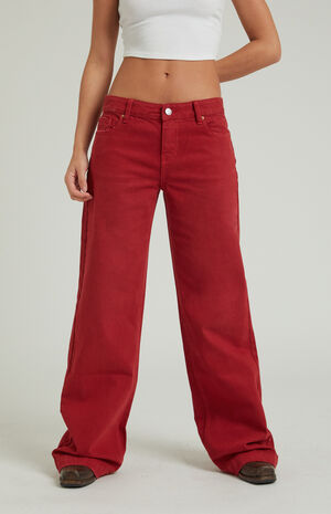 Casey Medium Red Low Rise Baggy Jeans image number 2