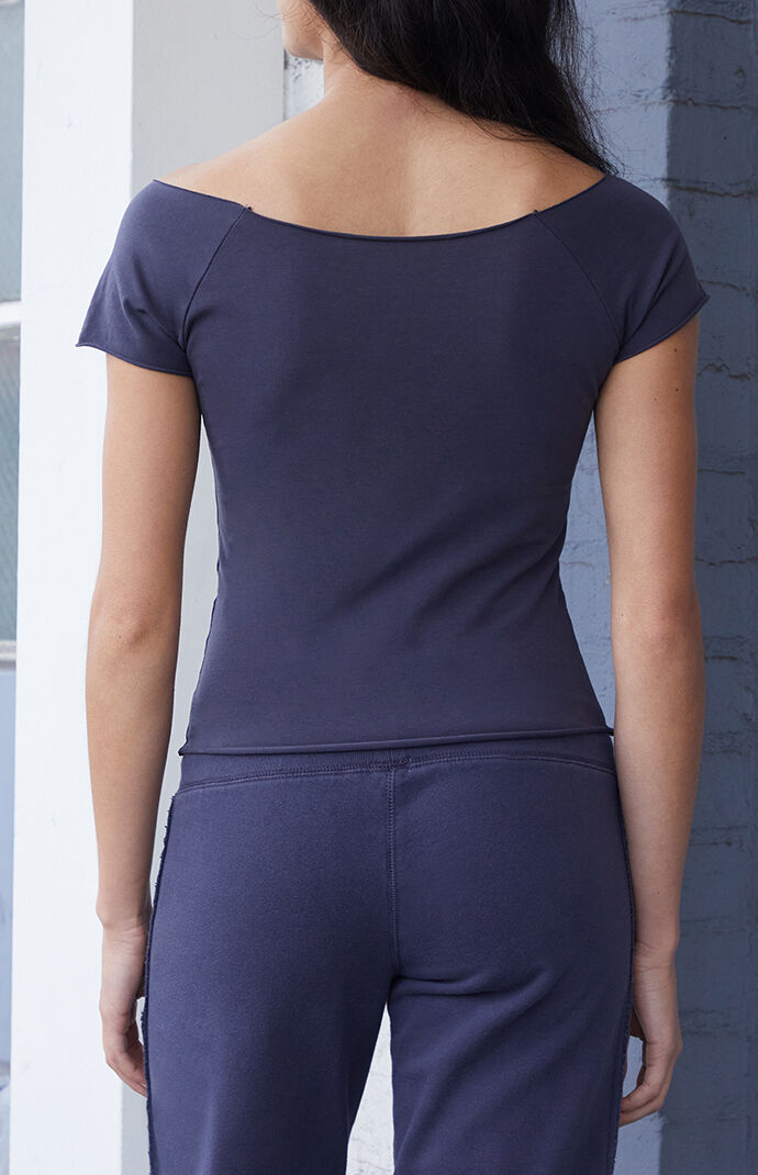 John Galt Blue Bonnie Off-The-Shoulder Top