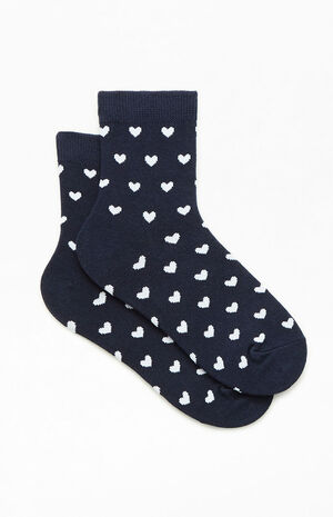 Navy Heart Quarter Socks image number 2