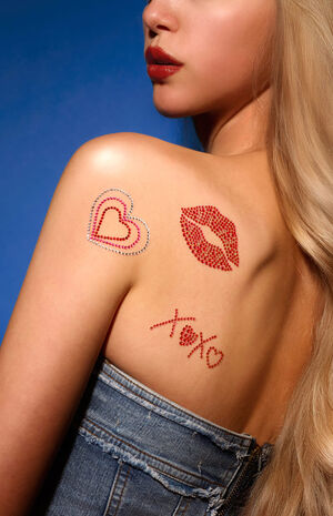 XOXO Kisses Rhinestone Temporary Tattoo Set image number 1