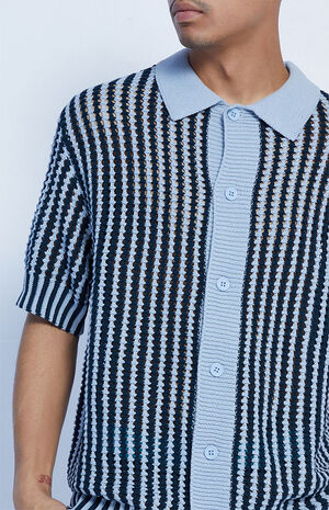 Blue Crochet Polo Sweater image number 2