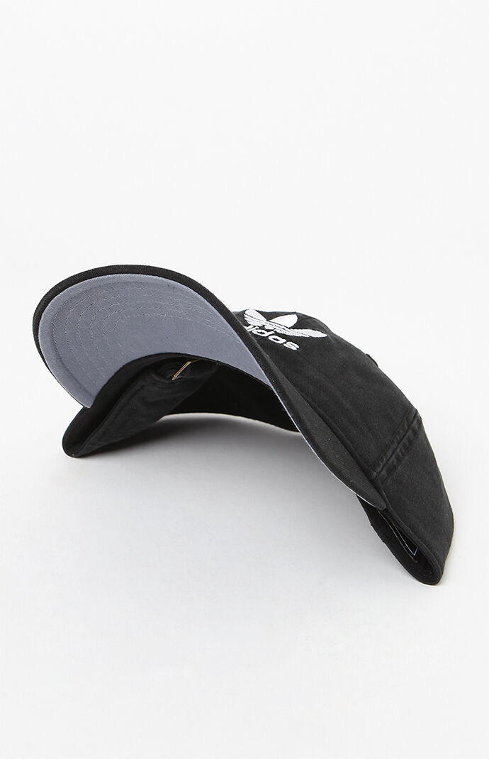 Washed Black Strapback Dad Hat