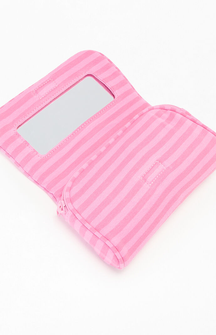 John Galt Pink Striped Makeup Bag