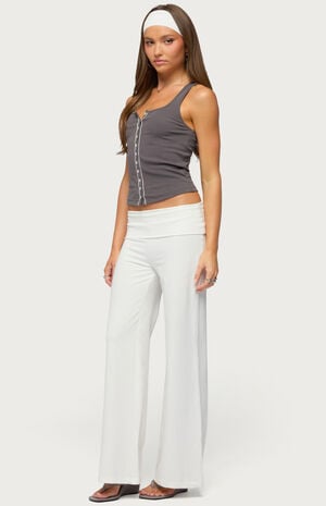 Contrast Button Up Ribbed Tank Top image number 4