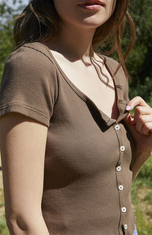 Brown Zelly Short Sleeve Top image number 2