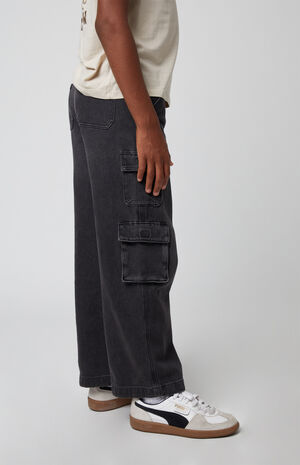 Black Baggy Cargo Jeans image number 3