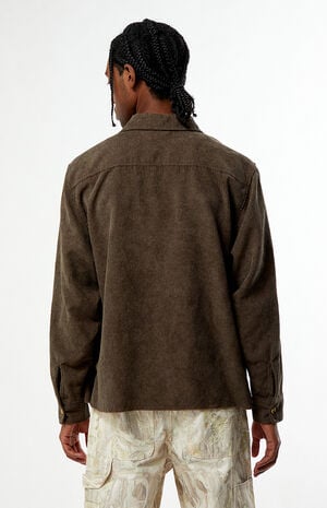 Enzo Brown Corduroy Long Sleeve Shirt image number 4