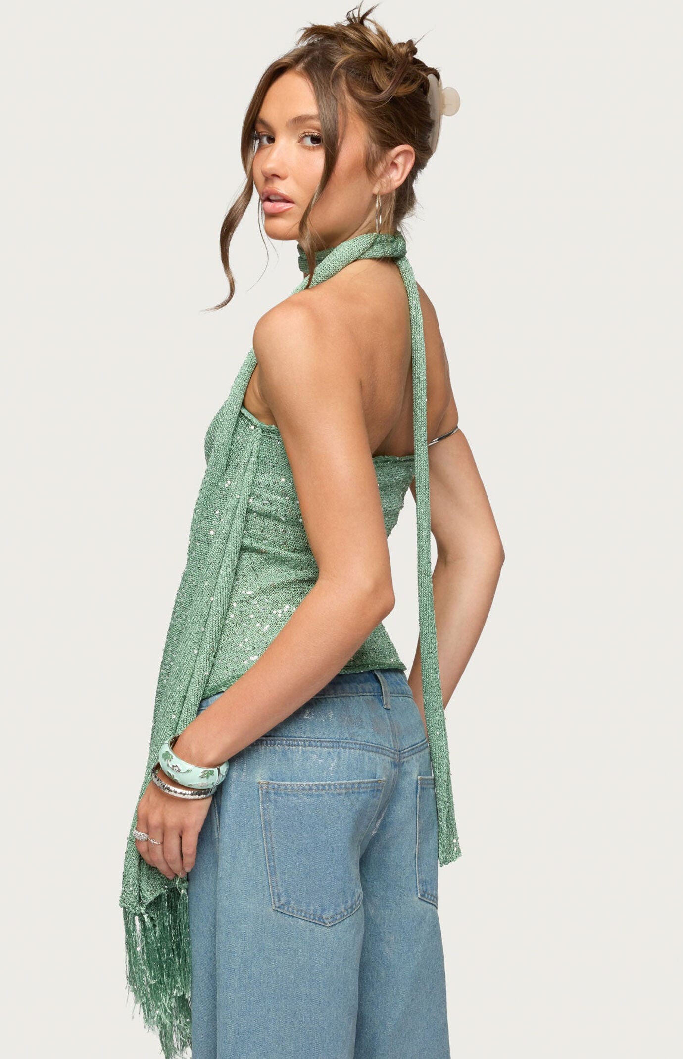 Edikted Two Piece Knit Scarf Top