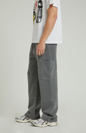 Charcoal Kyler Fleece Baggy Cargo Sweatpants image number 3