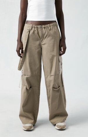 Brown Toggle Baggy Cargo Pants