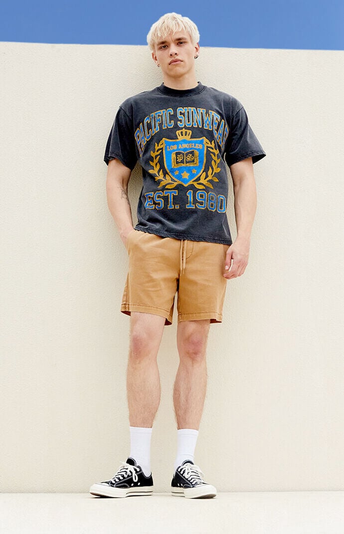 PacSun Khaki Twill Volley Shorts PacSun