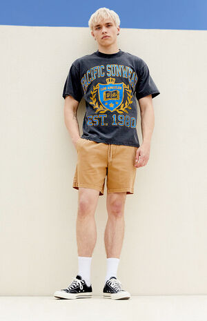 Khaki Twill Volley Shorts image number 1