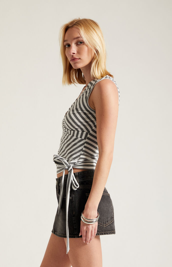 Third Charm Zoe Striped Tie Front Tank Top | Pacsun