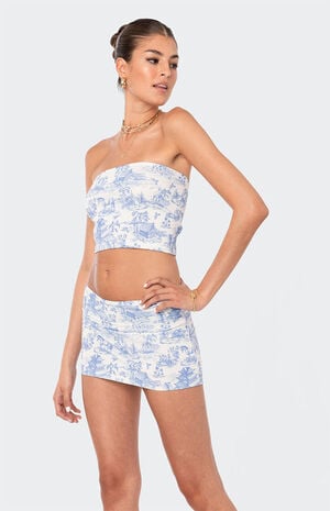 Delft Print Strapless Top image number 3