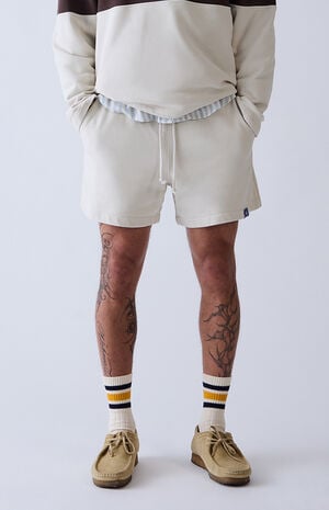 Cream Fleece Sweat Shorts image number 4