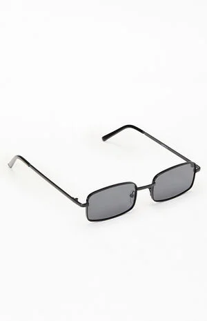 Black Metal Rectangle Sunglasses image number 1