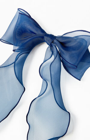 Navy Big Chiffon Bow Barrette image number 2