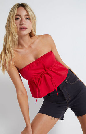 Tie Front Strapless Top image number 1