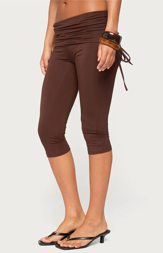 Edikted Bardi Drawstring Foldover Capri Pants
