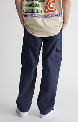 Navy Loose Cotton Cargo Pants image number 3