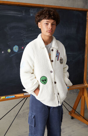 Off White Sherpa Homecoming Jacket image number 3