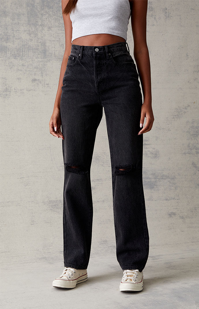 PacSun Eco Black Distressed Dad Jeans 