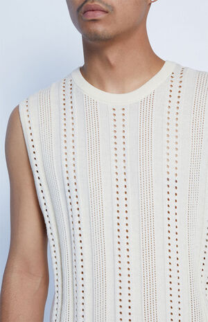 Off White Knit Sweater Tank Top image number 2