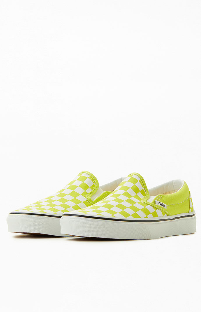 Yellow checkered vans slip on sale