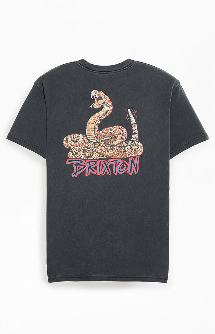 Brixton Men's Rockton Rattler T-Shirt in Washed Black - Size Medium