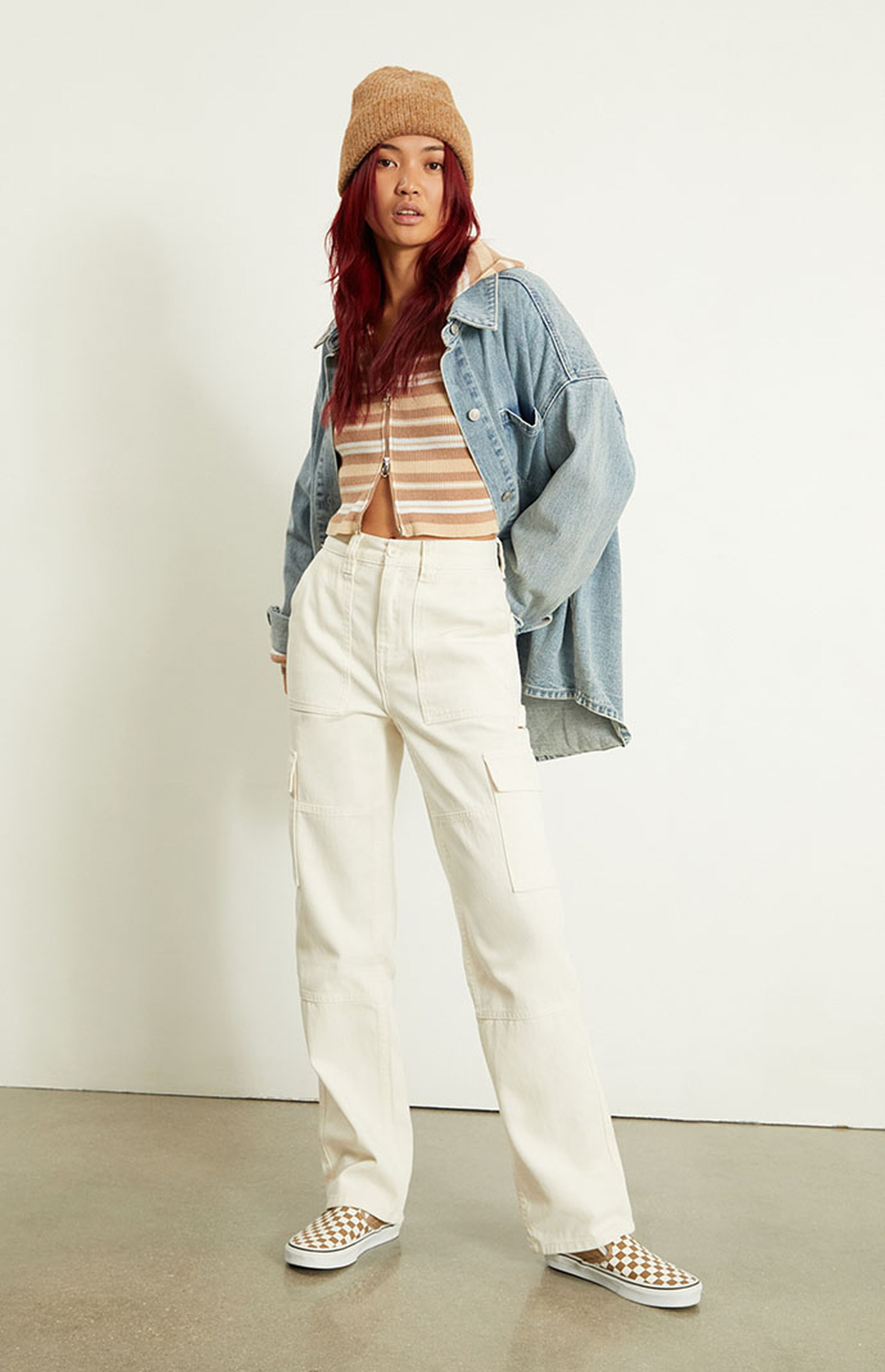 PacSun Off White Cargo Skate Pants PacSun